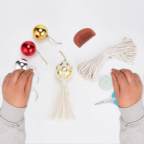 FREEBLOSS 4 Set DIY Macrame Christmas Ball Kit Macrame Christmas Ornaments Macrame Kit with Instructions for Beginners Macrame Hanging for Christmas - WoodArtSupply