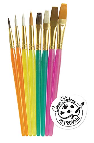 Chenille Kraft Creativity Street Round and Flat Brush Assortment, 8 Pack (AC5133), Assorted,translucent Creativity Street