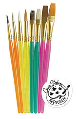 Chenille Kraft Creativity Street Round and Flat Brush Assortment, 8 Pack (AC5133), Assorted,translucent Creativity Street