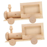 Gogogmee 2Pcs DIY Train Pen Holder Unfinished Blank Pen Cup Kids Painting Wood kit Small Unfinished Wood Basket Cute Pen Pot Statues Unfinished Wood Gogogmee