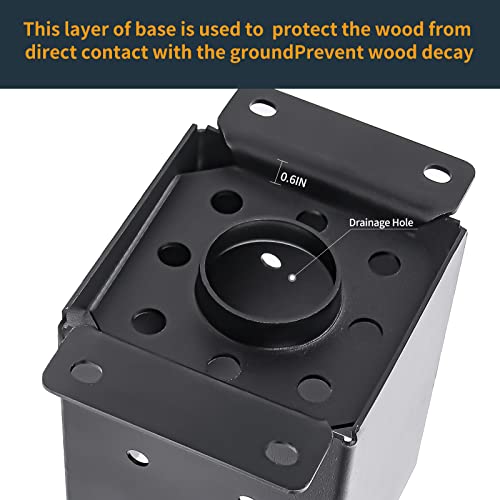 AXWHYS 4×4 Post Base 4 Pcs, (Inner Size 3.5x3.5) Post Brackets, Heavy Duty Black Metal Powder-Coated Thick Steel Post Anchor Outdoor for Support Deck AXWHYS