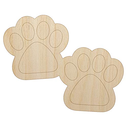 Paw Prints Pair Dog Cat Unfinished Wood Shape Piece Cutout for DIY Craft Projects - 1/8 Inch Thick - 4.70 Inch Size - WoodArtSupply