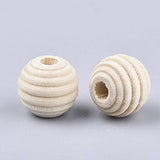 Craftdady 50Pcs 12mm Natural Corrugated Round Wood Beads Unfinished Beehive Wooden Rondelle Ball Loose Beads for Jewelry Crafts Making Hole: 3mm Craftdady