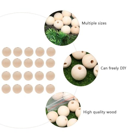 Tofficu 50 Pcs 16MM Wood Beads, Wooden Beads for Crafts Unfinished Wood Beads Bulk Wooden Beads for DIY Craft Painting Carving Tofficu