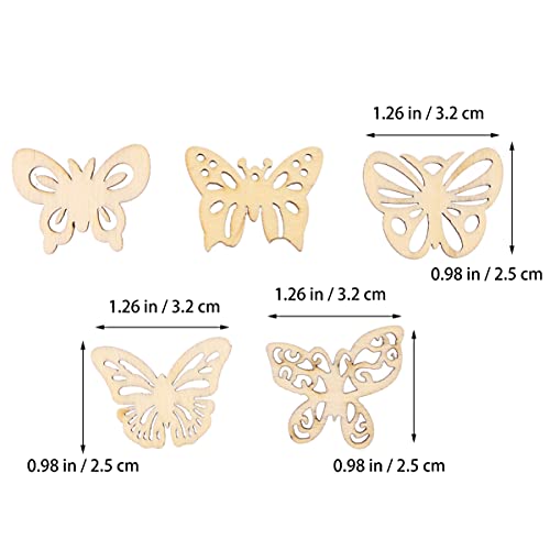 MILISTEN 50pcs Unfinished Wood Crafts Slices Wood Butterfly Shape Craft Wood Embellishments Wooden Butterfly for Crafts Wooden Wedding Cutouts Wood Milisten