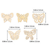 MILISTEN 50pcs Unfinished Wood Crafts Slices Wood Butterfly Shape Craft Wood Embellishments Wooden Butterfly for Crafts Wooden Wedding Cutouts Wood Milisten