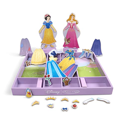 Melissa & Doug Disney Sleeping Beauty and Snow White Magnetic Dress-Up Wooden Doll Pretend Play Set (40+ pcs) - WoodArtSupply