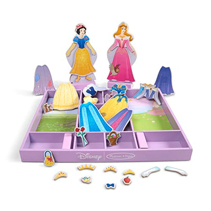 Melissa & Doug Disney Sleeping Beauty and Snow White Magnetic Dress-Up Wooden Doll Pretend Play Set (40+ pcs) - WoodArtSupply