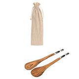 Olive Wood Salad Server Set in an eco-friendly Gift Bag – 2 Piece Fair Trade, Large Wooden Salad Server Spoons. Hand Carved & Beautifully Designed in African Inspired Design