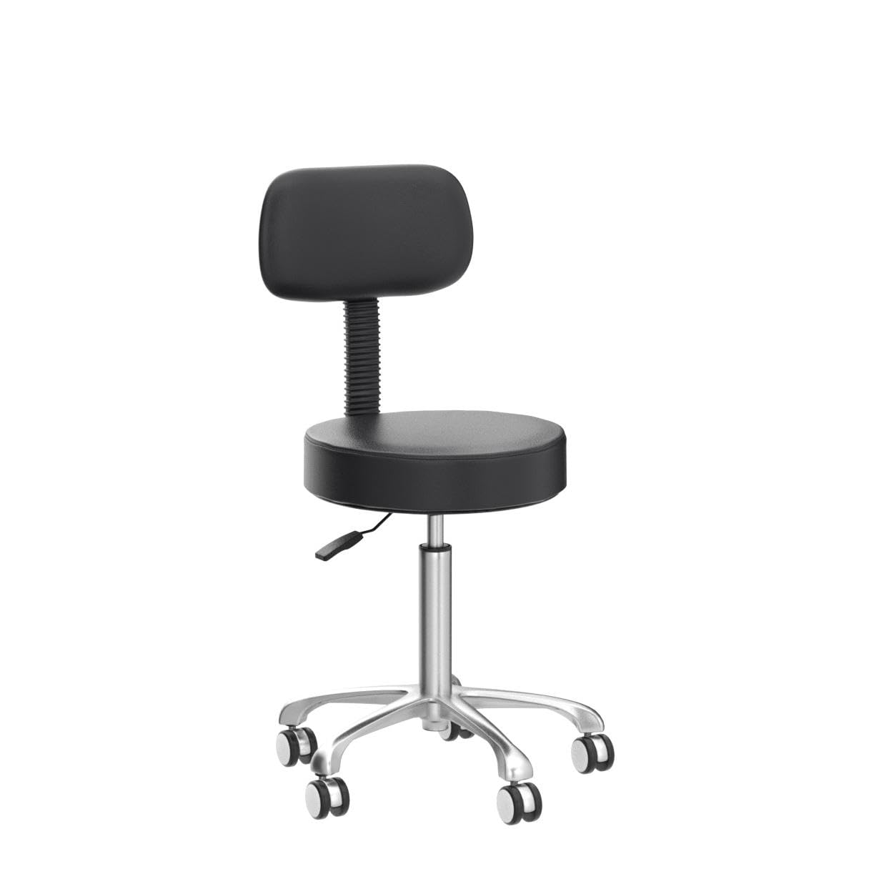 Antlu Rolling Stool Drafting Chair for Garage Shop Workbench Kitchen Medical Salon,Swivel Adjustable Stool with Wheels and Back Support (Black,