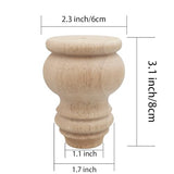 Btibpse 3" Tall Solid Wood Furniture Legs Unfinished Bun Feet for Cabinet Sofa Ottoman TV Stand Loveseat Dresser Set of 4 Btibpse