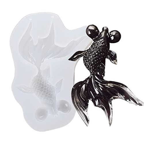 Yayatty Koi Fish Silicone Resin Molds, 5 Pcs Goldfish Fondant Silicone Resin Epoxy Molds for Charms Making Jewelry Home Decoration N\A