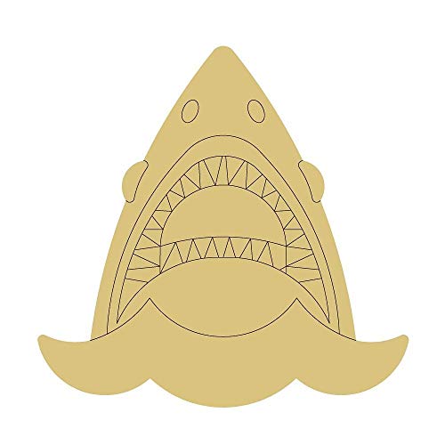 Shark Design by Lines Cutout Unfinished Wood Beach Nautical Door Hanger MDF Shaped Canvas Style 7 Art 1 (12") Diverse Woodworking