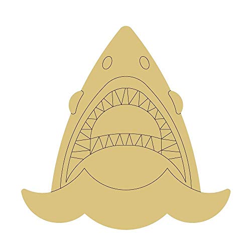 Shark Design by Lines Cutout Unfinished Wood Beach Nautical Door Hanger MDF Shaped Canvas Style 7 Art 1 (12") - WoodArtSupply