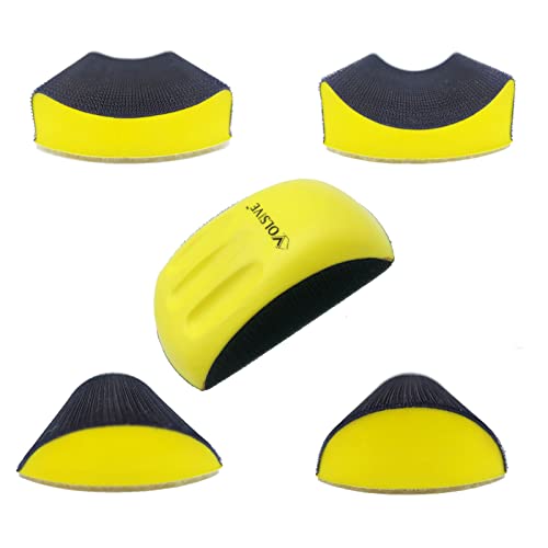 VOLSIVE 6 Inch Hand Sanding Blocks Rectangle and Mouse-Shaped Hook for Woodworking Hook Backing Sandpaper Holder for Furniture （5 Packs） VOLSIVE