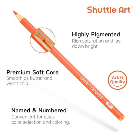 Shuttle Art 80 Regular Colored Pencils, Colored Pencils for Adult Coloring, Soft Core Color Pencils, Coloring Pencils for Adults Kids Artists Shuttle Art