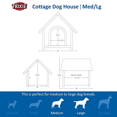 TRIXIE natura Cottage Dog House | Large 32.5 x 39.75 x 34.25 inch - WoodArtSupply