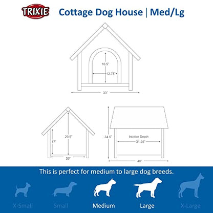 TRIXIE natura Cottage Dog House | Large 32.5 x 39.75 x 34.25 inch - WoodArtSupply