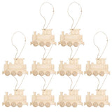 TEHAUX 20pcs Unfinished Train Wood Ornaments, Train Shape Wooden Pendant Creative Wood Train Crafts Cutouts Blank Wood Natural Slices for DIY Crafts TEHAUX