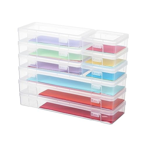 novelinks Stackable Plastic Clear Storage Box Containers with Latching Lid - Art Craft Supply Organizer Storage Containers for Pencil Box, Lego, novelinks