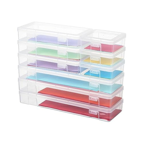 novelinks Stackable Plastic Clear Storage Box Containers with Latching Lid - Art Craft Supply Organizer Storage Containers for Pencil Box, Lego, novelinks