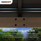 Sunjoy 10 x 12 ft. Wood Gazebo, Outdoor Patio Steel Hardtop Gazebo, Cedar Framed Wooden Gazebo with 2-Tier Metal Roof, Suitable for Patios, Lawn and Sunjoy