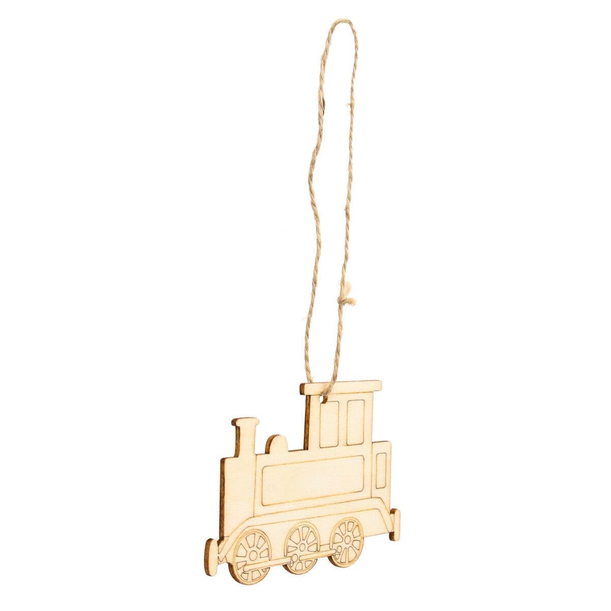 SEWACC Unfinished Wood Train Ornaments 20pcs Train Shape Blank Wood Slices Paintable Wood Slices Embellishments for DIY Crafts Christmas Holiday SEWACC