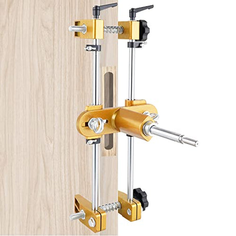 Meticuloso Door Lock Hole Opener Kit, Updated Lock Mortiser for Wooden Doors, Door Lock Installation Kit Mortising Machine Mortise Jig with 3 Drill Meticuloso