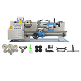 INTBUYING Mini Metal Lathe Machine 7''x14'' Benchtop Lathe Machine Precision Hobby DIY Table Lathe Horizontal Metalworking Wood Lathe Machine INTBUYING