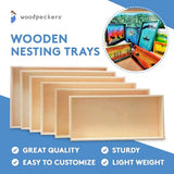 Unfinished Wood Nesting Trays, Set of 6 Wooden Crafting Trays, for Serving, Organizing, DIY Décor, and Play Tray, by Woodpeckers Woodpeckers