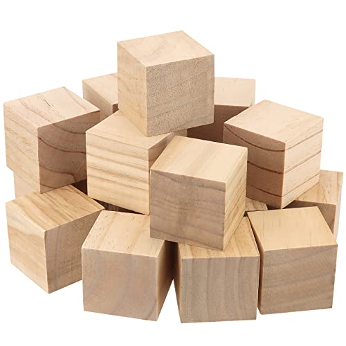 HOZEON 45 PCS 2 Inch Wooden Cubes, Natural Unfinished Wood Blocks, Blank Wood Square Blocks for Painting, Puzzle Making, Decorating, Crafts and DIY HOZEON