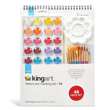 KINGART Studio Watercolor Painting Art Set - Paint, Brushes, Paper & Palette KINGART