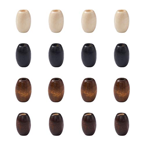 Craftdady 800Pcs Natural Oval Barrel Wood Loose Beads 4 Colors Tiny Smooth Wooden Tube Spacer Beads 12x8mm for Jewelry Craft Necklace Bracelet Craftdady