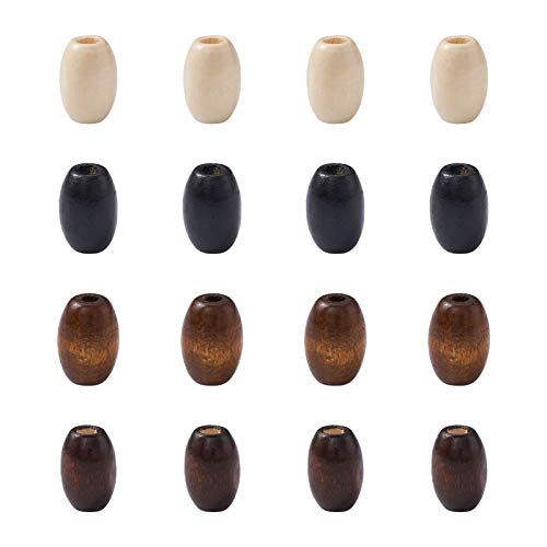 Craftdady 800Pcs Natural Oval Barrel Wood Loose Beads 4 Colors Tiny Smooth Wooden Tube Spacer Beads 12x8mm for Jewelry Craft Necklace Bracelet