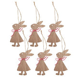 SEWACC 6pcs Easter Bunny Wooden Cutout Unfinished Wood Bunny Slices Wooden Rabbit Hanging Ornament Unpainted Easter Wood Slice Easter Party Crafts SEWACC