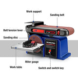 WORKPRO Belt Disc Sander, 4 in. x 36 in. Belt & 6 in. Disc Sander with 6pcs Sandpapers, Cast Iron Base for Sanding Woodworking, DIY Decoration WORKPRO