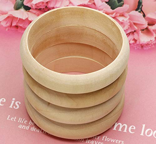 Penta Angel Wood Bangle Bracelets 4Pcs 2.83inch Unfinished Natural Round Wooden Ring for Art & Craft Project DIY Jewelry Making - WoodArtSupply