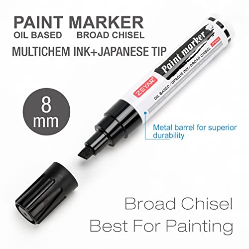 ZEYAR Permanent Markers Pen, Jumbo size, Aluminum Barrel, Set of 2, Premium Waterproof & Smear Proof Markers, Quick Drying, Writ