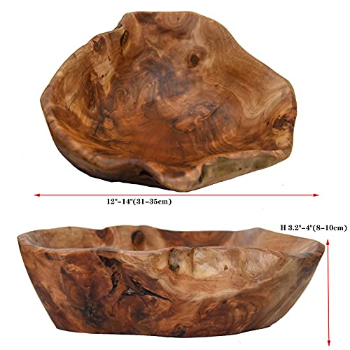 JFFLYIT Creative Wood Bowl Root Carved Bowl Handmade Natural Real Wood Candy Serving Bowl (12"-14") JFFLYIT