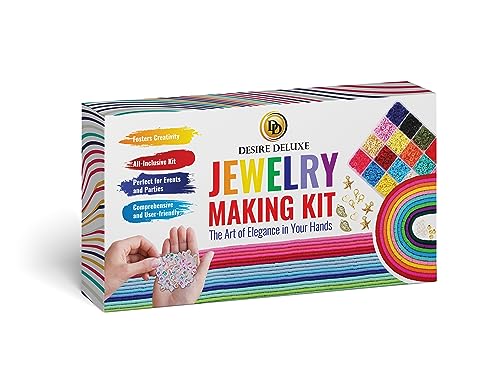 Desire Deluxe Bracelet Making Kit Necklace Clay Beads Friendship Jewelry Letter Arts & Crafts Pendant Charms Kit Elastic Rubber Strings Girls Toys Desire Deluxe