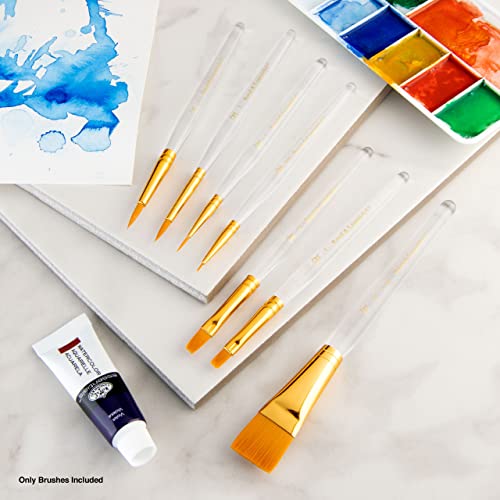 Royal & Langnickel Royal Zip N' Close Gold Taklon Clear Acrylic Variety 7-Piece Brush Set - WoodArtSupply