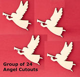 Factory Direct Craft Pack of 24 Unfinished Wood Angel with Trumpet Cutouts - Christmas Angel Wooden Shapes for Holiday Crafts and Winter Decorations Factory Direct Craft