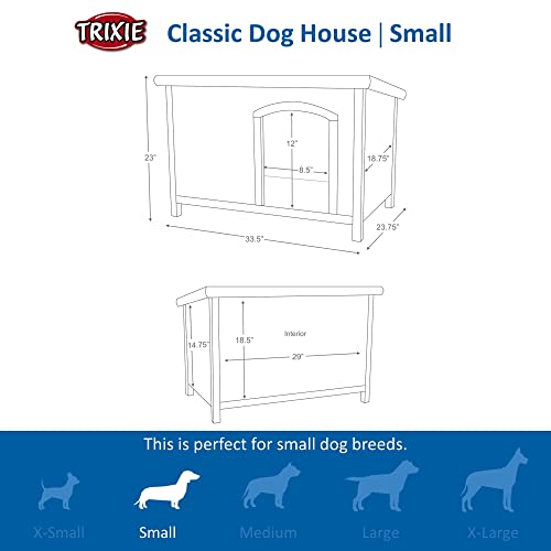 TRIXIE Small natura Classic Outdoor Dog House, Weatherproof Finish, Elevated Floor, Brown TRIXIE