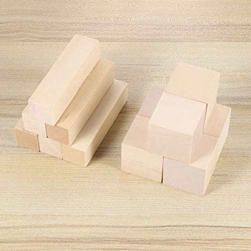 Milisten 12pcs Basswood Carving Blocks Wooden Cubes Unfinished Rectangular Wood Blocks Wood Square Cubes Blocks for Painting and Decorating DIY