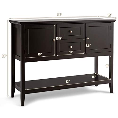 Giantex Buffet Sideboard, Wood Storage Cabinet, Console Table with Storage Shelf, 2 Drawers and Cabinets, Living Room Kitchen Dining Room Furniture, Giantex