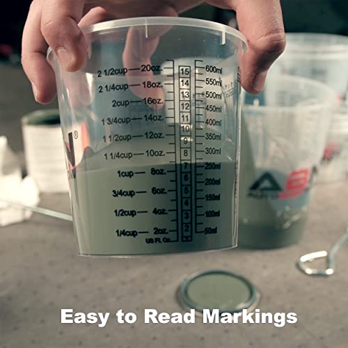 ABN Home and Automotive Paint Mixing Cups Kit - 40pc Complete Epoxy Mixer Set for Measuring Pouring Resin Oil and Paint ABN
