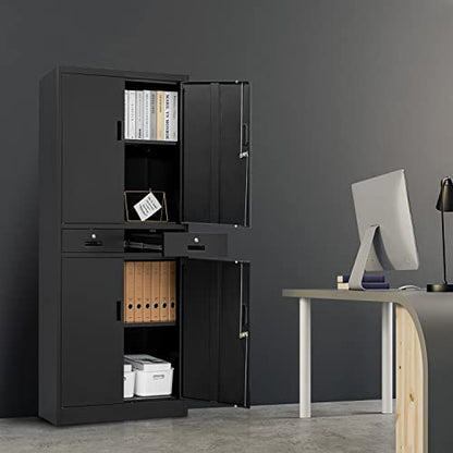 YEEZER Metal File Storage Cabinet, with 2 Lockable Drawers, 71 "H Lockable Steel Filing Cabinet with Adjustable Shelf, Suitable for Offices, Garages, - WoodArtSupply