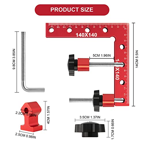 Tpaitlss Aluminum Alloy 90 degree Positioning Square 5.5" Right Angle Clamp 140x140mm L Ruler Woodworking Carpenter Tools tpaitlss