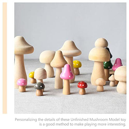 Yardwe 5pcs Unfinished Mushroom Toy Crafts Mushroom Toy DIY Art Mushroom Mini Mushroom Adornment Graffiti Mushrooms Miniatures Micro Landscape Decors - WoodArtSupply