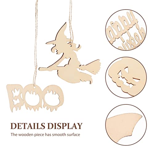 Ciieeo 50Pcs Halloween Wood Chips Ghost Wood Chips Unfinished Wooden Cutouts Unfinished Wood Slices Wooden Gift Tags Wood Jack o Lantern Cutouts Ciieeo